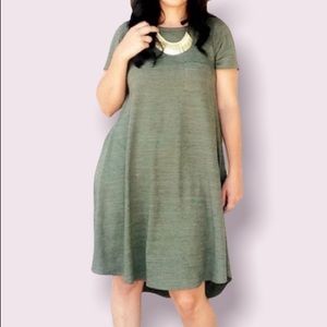 LuLaRoe Carly Dress in Heathered Army Green